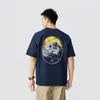 2026 Nova Moda Tendência Marca Estampada Camiseta Masculina de Manga Curta Azul Royal Branco Algodão