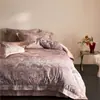 Conjunto de cama de quatro peças, espesso, 100% algodão, escovado, com 60 peças, apresentando um padrão floral francês vintage de algodão puro, adequado para outono e inverno