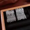 Pendientes de Borla con Lazo Incrustado de Diamantes Aguja de Plata Lujo Accesible Pendientes de Gama Alta Pendientes de Diseño de Nicho Europeo y Americano Venta al por Mayor para Mujeres