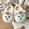 Bonitas Pantuflas de Algodón para Casa con Forma de Oso Huhu Calientes Cómodas Suaves de Invierno Suaves Bonitas Ligeras Pantuflas de Algodón Postparto