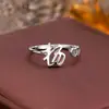 Anillo de Plata de Ley 925 100 Apellidos Familiares Apellido Familiar Anillo para Mujer Nuevo Amor Diseño de Nicho Sentido Anillo de Dedo Abierto Todo-partido Regalo