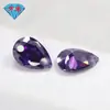 Piedras Preciosas Huagang: Piedra suelta de circón morado-azulado con forma de pera de doble perforación, incrustación de gema CZ artificial morado-azulado con forma de gota
