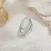 Pendientes Transfronterizos Europeos y Americanos de Plata Brillante Blanco Perla Diseño Oval Geométricos Concha Simples Anillo