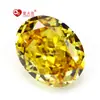 Processamento 3EX Flor de Gelo Picado Brilhante Cortador Flor de Gelo Espessa Amarelo Dourado Oval Forma de Ovo de Galinha Broca CZ 7a Gema Artificial Zircônio Hao