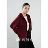 Chamarra Casual con Cierre Inspirada en el Diseño para Mujer, Nuevo Estilo Primavera Temprana 2026, Sudadera con Capucha de Manga Larga, Color Borgoña, Holgada, Adelgazante
