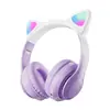 Nuevo Auricular Bluetooth Inalámbrico Montado en la Cabeza Orejas de Gato Dibujos Animados LED Luminoso Estéreo Tarjeta Auricular 28Pro