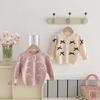 Novo Suéter Infantil Doce Laço Top Menina Outono Manga Longa Tricô Cardigã Jaqueta Coreana