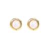 Pendientes de botón redondos de perla barroca natural de nicho de alta gama, elegantes pendientes de aguja de plata 925 chapados en oro geométricos para mujer