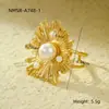 Anillo abierto de acero inoxidable estilo francés vintage floral con perla, diseño versátil de nicho, venta al por mayor de joyería de alta gama