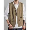 Mono Chaleco Chaqueta Verano Marca de Moda Chaleco sin Mangas ins Multi-Bolsillo Chaleco Delgado Chaqueta Táctica