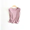 Nueva ropa interior de terciopelo cálida sin costuras para mujer, manga larga, invierno, forro polar, ajustada, básica, algodón engrosado, ropa de otoño