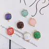 Accesorios para Joyería DIY al por Mayor Borde Dorado de Cobre Colgante Doble Cuadrado Geométrico Colgante Pequeño con Incrustaciones de Papel de Aluminio Materiales para Collares