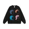 Estilo americano High Street National Fashion Cartoon Impresso Antigo Bottoming Ins Heavy Washed Old Loose All-match Short-sleeve T-shirt para homens