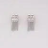 Brincos Quadrados Geométricos Vazados Brilhantes Estilo Coreano com Franjas para Mulheres Moda Estilo Ins Elegantes Design Antigo Retrô