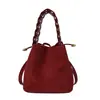 Bolso Tejido Retro Transfronterizo Bolso Tote Pequeño para Mujer 2026 Nuevo Bolso Cubo de Nicho Bolso Cruzado Simple de un Solo Hombro