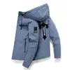 Jaqueta Fina de Primavera e Outono Transfronteiriça Cor Sólida Jaqueta Estampada Tendência Nova Casual Esportiva Jaqueta Masculina de Comércio Exterior