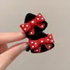 Pinza para el pelo de felpa de alta gama con orejas de gato y lazo para otoño e invierno para cabello fino, pinza de tiburón para flequillo y accesorios para el cabello