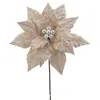 Venta al mayoreo del fabricante: tela de terciopelo, centros de flor de perla, arreglos de flores de pétalos multicapa, nochebuenas artificiales de Navidad