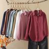 Camisa de manga larga de algodón de doble capa, básica, sencilla y combinable, para mujer, suave y agradable para la piel, para bebé.