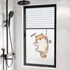 Pegatinas de Vidrio para Baño de Animales Lindos, Protección de Privacidad Translúcida y Opaca, Película de Vidrio Esmerilado de Dibujos Animados para Ventanas de Inodoro