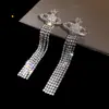 Aretes de aguja plateada con diamantes, diseño de flor ovalada de resina y gota de agua, estilo retro vintage, aretes versátiles