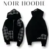 Sudadera casual de moda Y2K estilo oscuro retro americano gótico punk patchwork a cuadros diseño personalizado