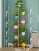 Prateleira de flores verde para ambientes internos, multicamadas, de ferro forjado, leve, luxuosa, varanda, vaso de flores de clorofila carnuda, suporte de armazenamento de chão para sala de estar