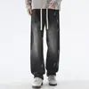 Jeans American High Street Masculino Primavera e Outono Soltos Retos Tendência Tinta Salpicada Versátil Casual Calça Esportiva