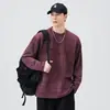Camiseta de manga larga de alta gama estilo japonés, 300g, textura pesada, para hombre, otoño, vintage, moderna, corte holgado, versátil, casual, básica