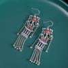 Pendientes de borlas azules y rojas del sur de plata s925 con carácter, pendientes de estilo nacional retro de moda para mujer, productos de fábrica de origen