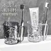 Vaso Transparente para Enjuague Bucal con Patrón de Glaciar de Lujo Ligero, Adecuado para Uso Doméstico, Vaso para Cepillarse los Dientes para Dormitorios de Estudiantes, Vaso de Lavado para Parejas, Alto Valor Estético con Asa