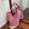Fábrica de Bolsas Ecológicas Bolso Cruzado de Hombro de Doble Cara Estilo Coreano Rayado Personalizado Bolso de Lona Bolso de Lona Grueso de Tela de Moda Práctico