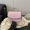 Bolsa Pequena Quadrada Casual Nova Estilo Coreano Cor Sólida Elegante Simples com Laço 2025 Bolsa de Mão Fresca Ombro Transversal para Mulheres
