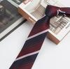 Gravata Masculina Britânica Retro Escuro Vermelho Marrom Padrão 8CM Vestido Profissional Negócios Casual Listrado Azul Casamento