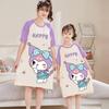 Verão Novo Camisola Infantil de Desenho Animado para Casa Família Verão Roupa Mãe-Filha Pijama Infantil de Algodão de Manga Curta Médio e Grande