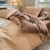 Luxo leve simples cama de vento quatro peças conjunto de cor sólida lixamento colcha cobrir lençol de três peças conjunto de produtos duplos fabricantes de roupas de cama