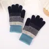 Luvas de Tricô Outono e Inverno para Homens e Mulheres, Veludo Espessado à Prova de Frio com Ponta dos Dedos para Tela de Toque, Jacquard Quente para Ciclismo ao Ar Livre