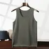 Camisole Masculina de Tricô Cashmere Liso com Gola U, Doze Pontos, Sem Mangas, Camada Interna Confortável, Amigável à Pele, Pulôver