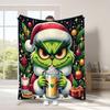 Manta Popular de Cuatro Estaciones Transfronteriza de Comercio Exterior Verde Navideño Peluda Grinch Manta de Franela Manta para Siesta con Aire Acondicionado