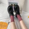 Zapatos Mary Jane Británicos Pequeños de Cuero Zapatos Finos de Verano para Mujer Vestido Retro Zapatos Gruesos Negros de Punta Grande Zapatos JK Japoneses