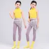 Roupas de Dança Infantis Roupas de Prática para Meninas Colete Amarelo Slim Fit Body de Yoga para Musculação Fantasias de Performance para Dança Jazz