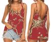 Amazon wish2021 Verão Europeu e Americano Feminino Sem Mangas Estampa Digital 3D Decote V Profundo Colete Camisola