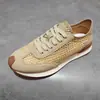Zapatillas Casuales de Cuero de Vaca Color Albaricoque para Hombre, Transpirables de Verano con Diseño Calado, Estilo Europeo
