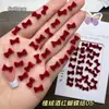 Edición de Año Nuevo Angora Rojo Flocado Vino Tinto Lazo de Peluche Corbata de Lazo Corazón Rojo Accesorios para Uñas al por Mayor