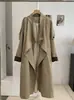 Gabardina KEKEZOON de estilo británico, de longitud media, con cuello mao, cinturón para anudar, efecto adelgazante y mangas largas, adecuada para ropa de trabajo. 9075