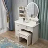 Tocador de Dormitorio Ecológico Estilo Europeo, Modelo Nuevo con Pintura a Base de Agua Bloqueable, Mesa de Maquillaje Minimalista Moderna con Gabinete de Almacenamiento