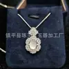 Pó de gelo calcedônia incrustado com flores ricas pingente conjunto de quatro peças calcedônia verde ágata jade brincos anel pulseira joias