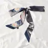 Bufanda de Seda Retro Francesa Primavera y Otoño para Mujer Lazo Largo para Bolso Cinta Flor de Lazo Estilo Extranjero Moda Diadema Larga Pequeña