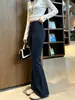 Pantalones acampanados de canalé azul marino para mujer, nuevo estilo otoño 2026, cintura alta americana, levanta glúteos, adelgazantes, pantalones acampanados casuales para yoga