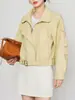 Chaqueta auténtica de cuero genuino Haining para mujer, colección primavera/otoño 2026, estilo corto, inspirada en motociclista, corte holgado, chaqueta de piel de cordero, moderna